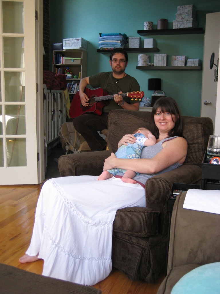 A picture of my wife, baby son, and I, in our loft in 2009.